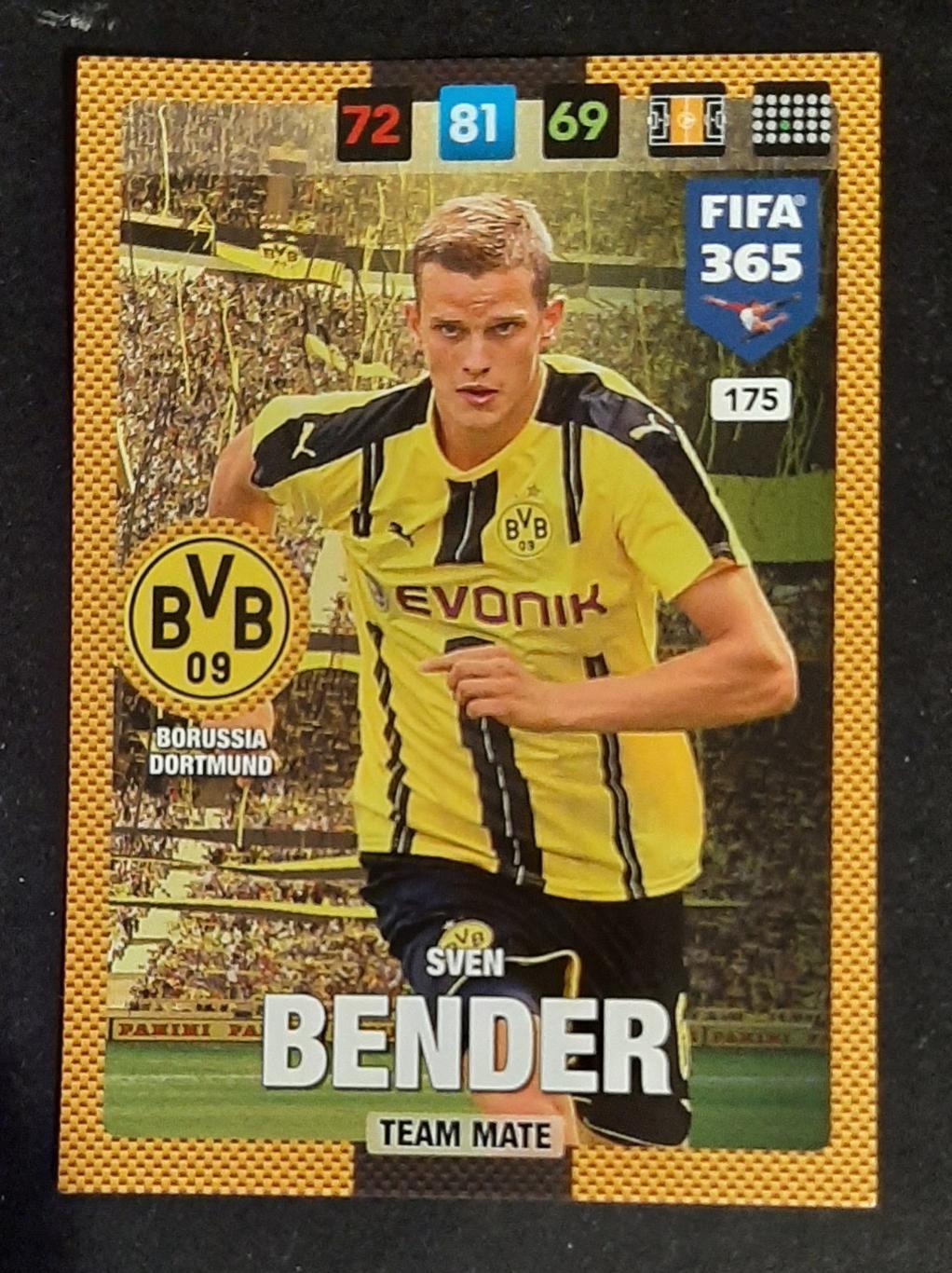 Картка Panini FIFA 365 Bender Боруссія Дортмунд #175