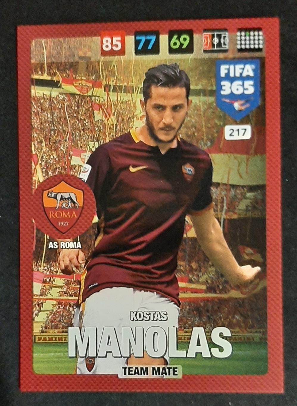 Картка Panini FIFA 365 Kostas Manolas Рома Італія #217