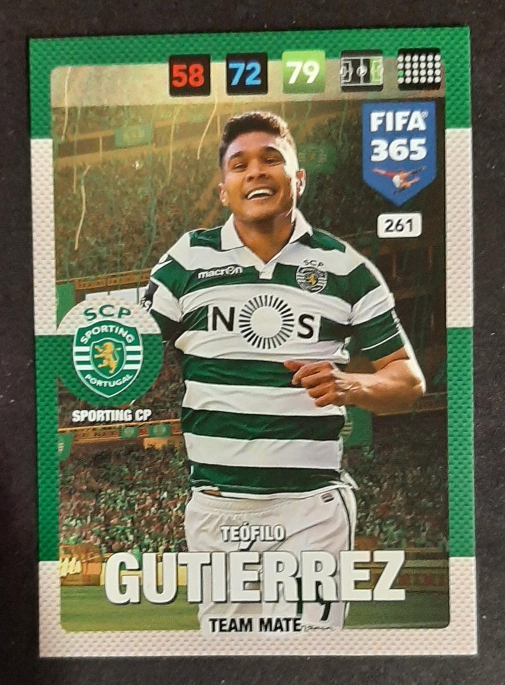 Картка Panini FIFA 365 Teofilo Gutierrez Спортінг Лісабон #261