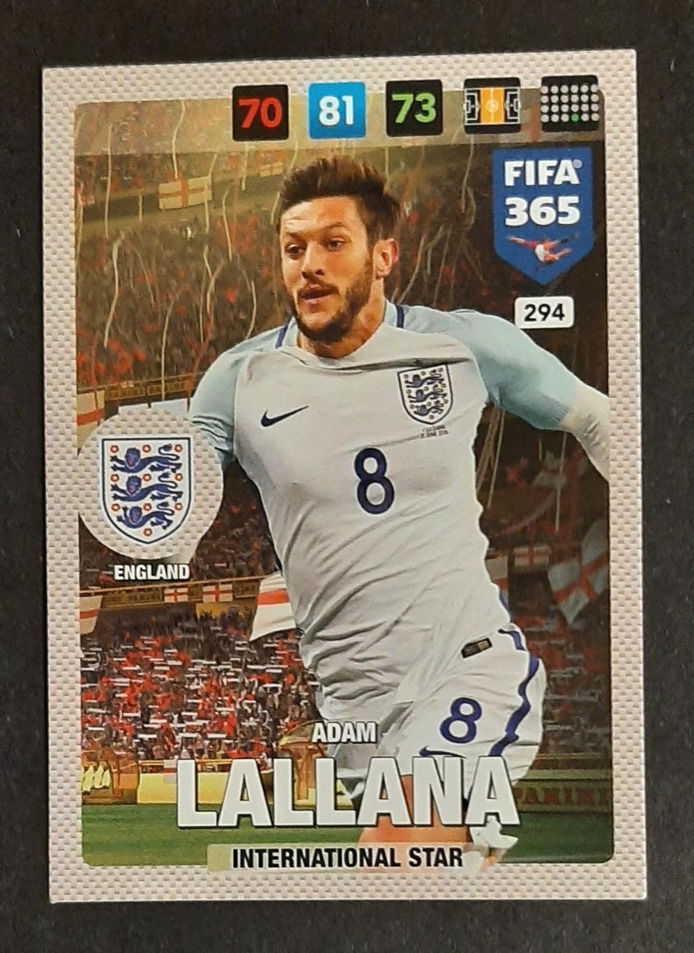 Картка Panini FIFA 365 Adam Lallana England #294