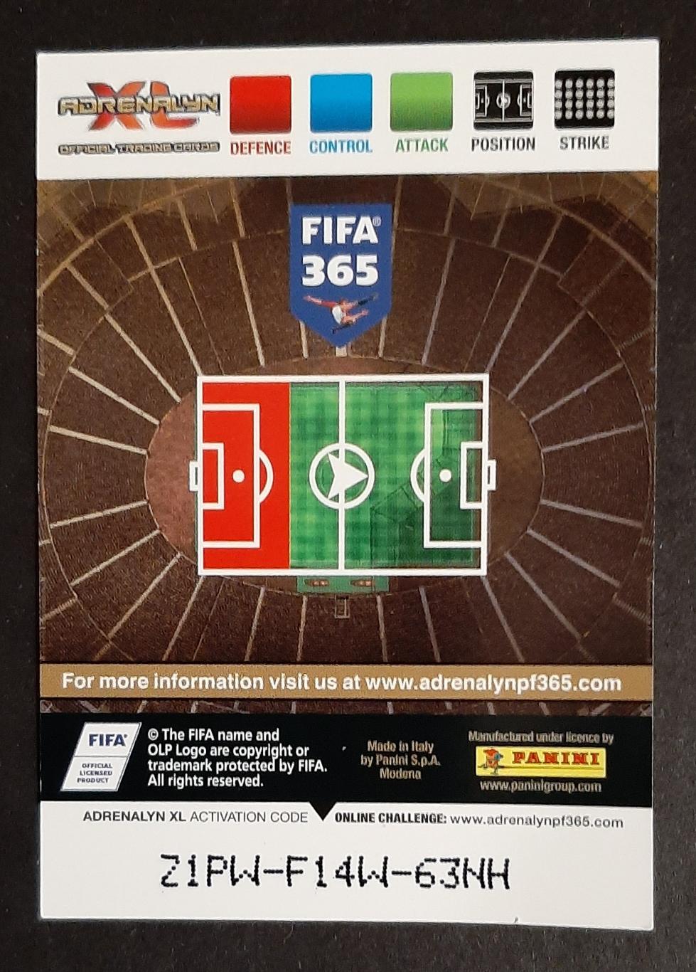 Картка Panini FIFA 365 Jose Fonte Portugal #309 1