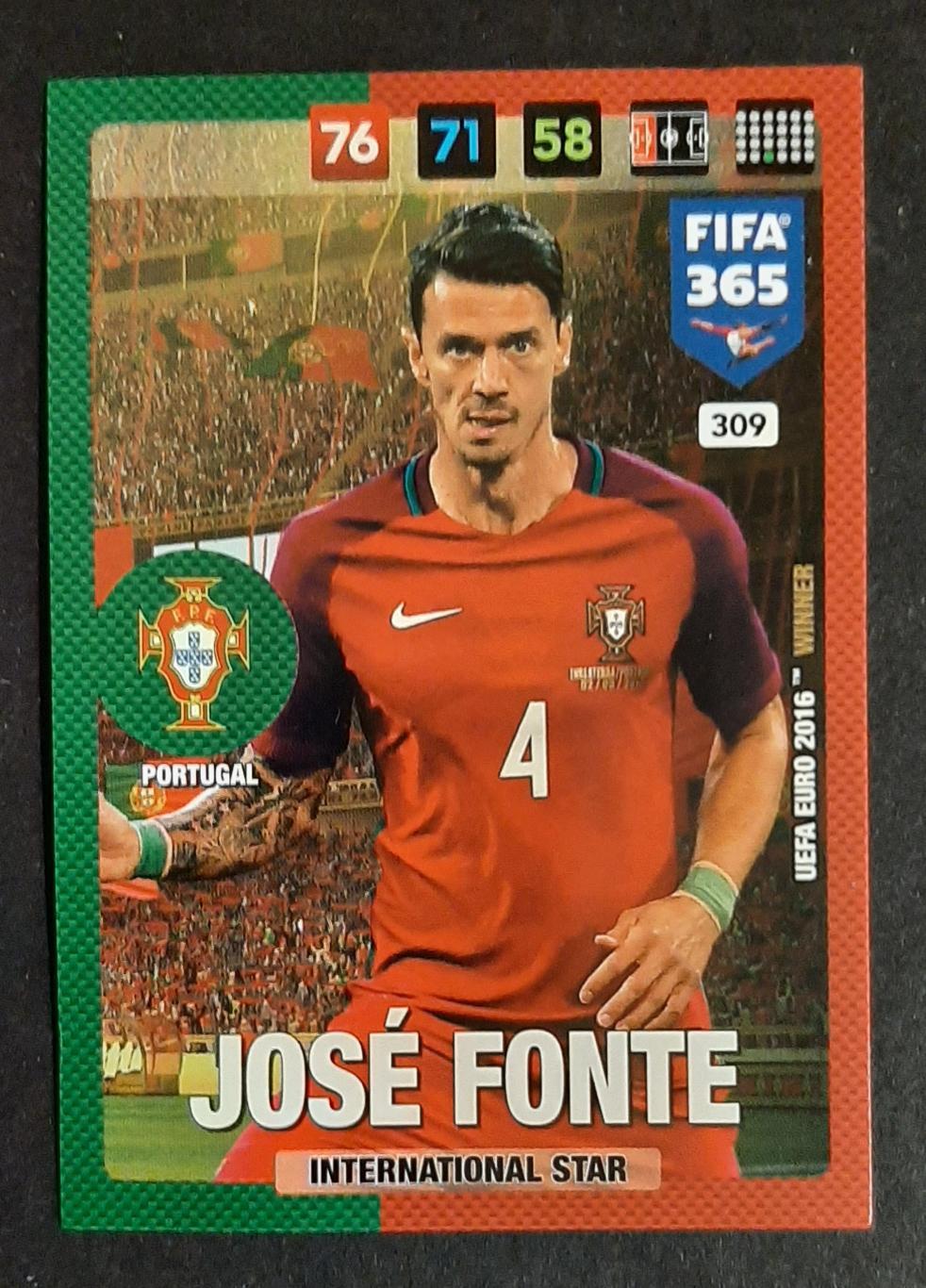 Картка Panini FIFA 365 Jose Fonte Portugal #309