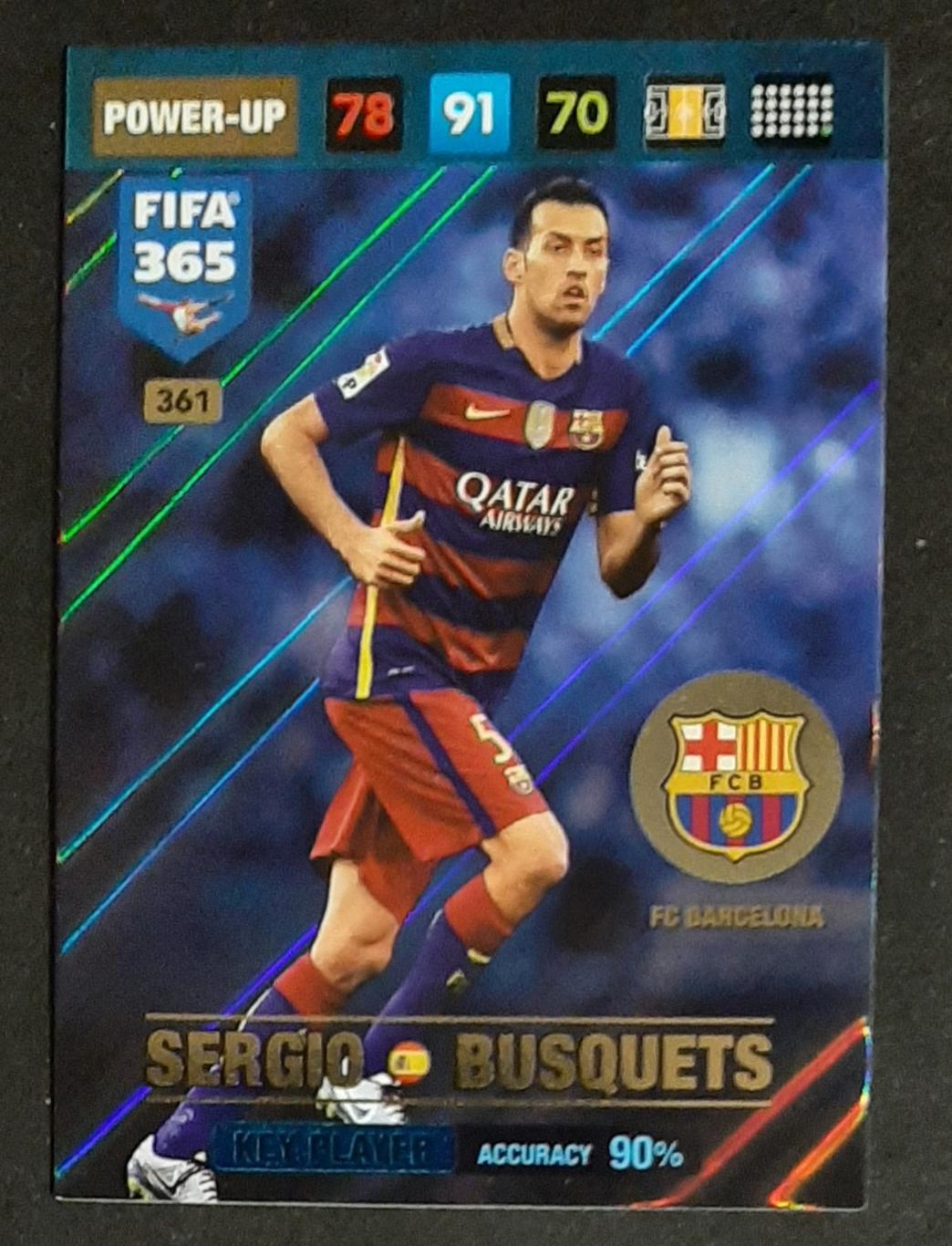 Картка Panini FIFA 365 Sergio Busquets Barselona #361