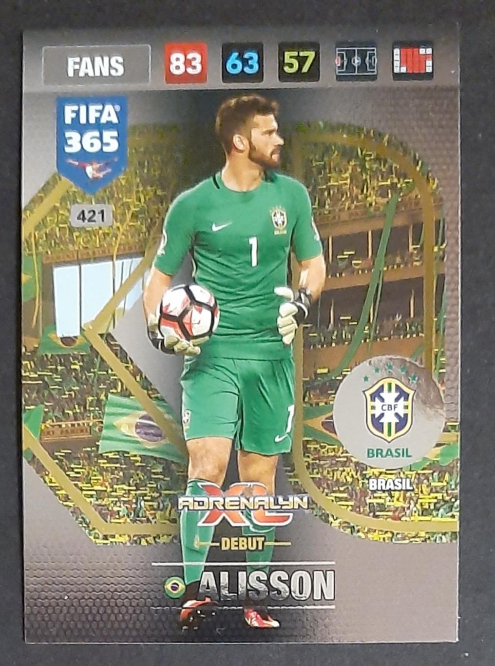 Картка Panini FIFA 365 Alisson Brasil #421