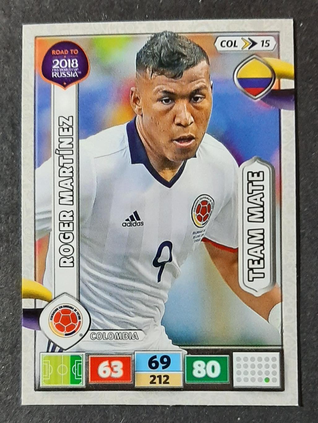 Картка Panini Roger Martinez Colombia FIFA World Cup 2018