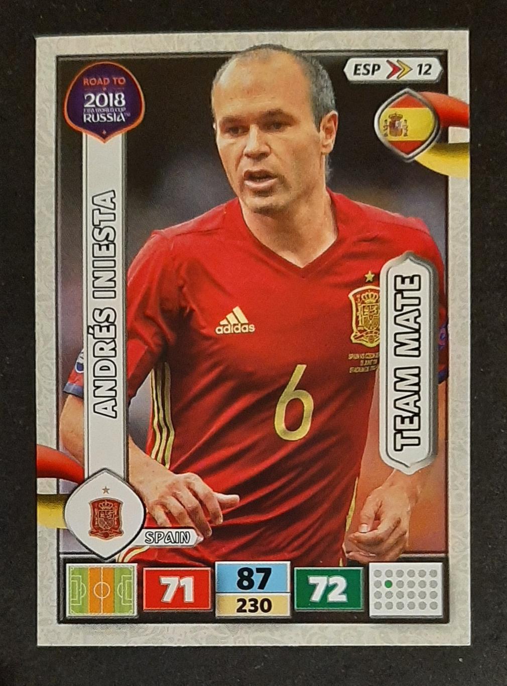 Картка Panini Andres Iniesta Spain FIFA World Cup 2018