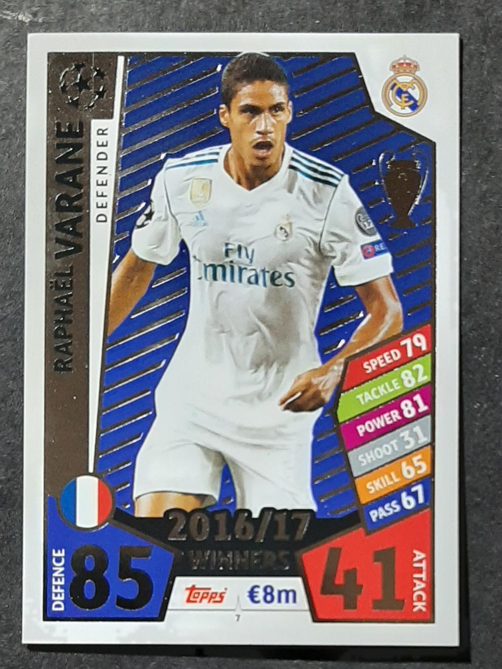 Картка Topps Match Attax Raphael Varane Real Madrid 2016/17