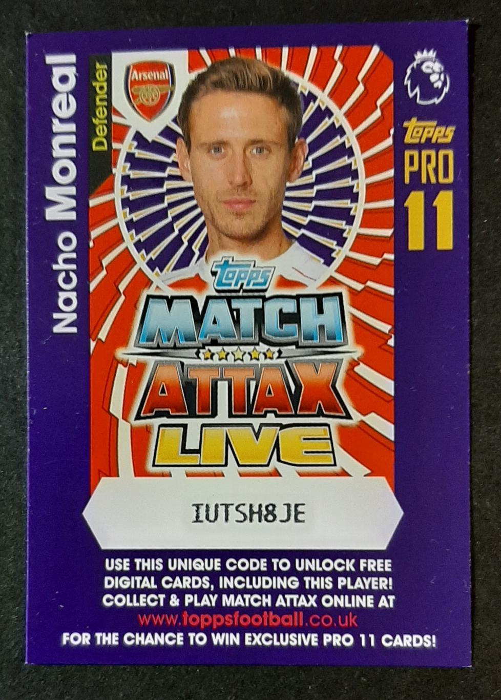 Картка Topps Nacho Monreal Arsenal