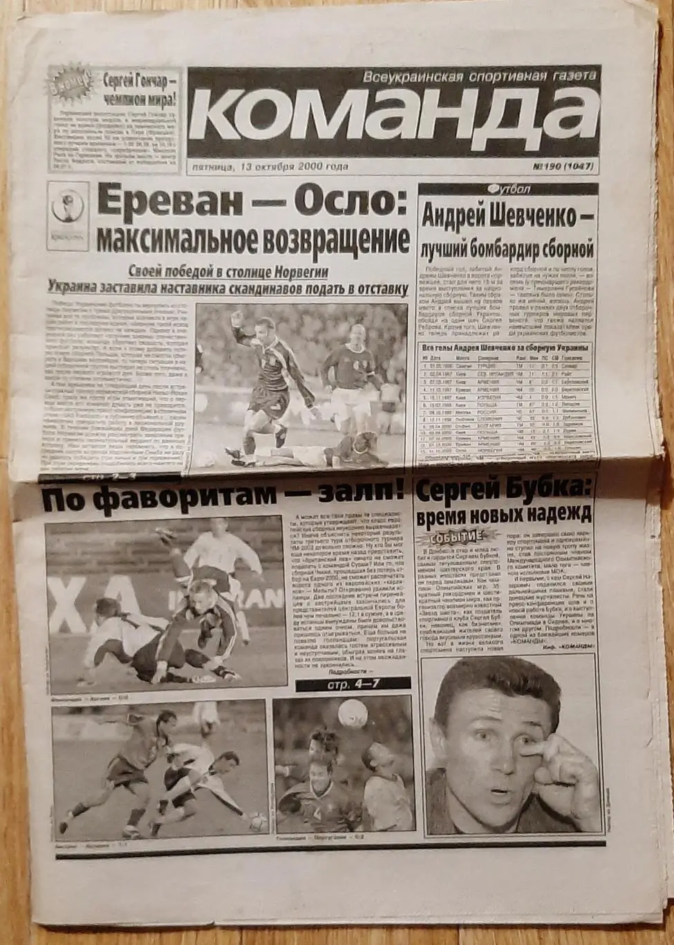 Команда #190 13.10.2000 Норвегія - Україна