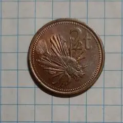 Монета 2 тойя 1987 Папуа Нова Гвінея фауна крилатка