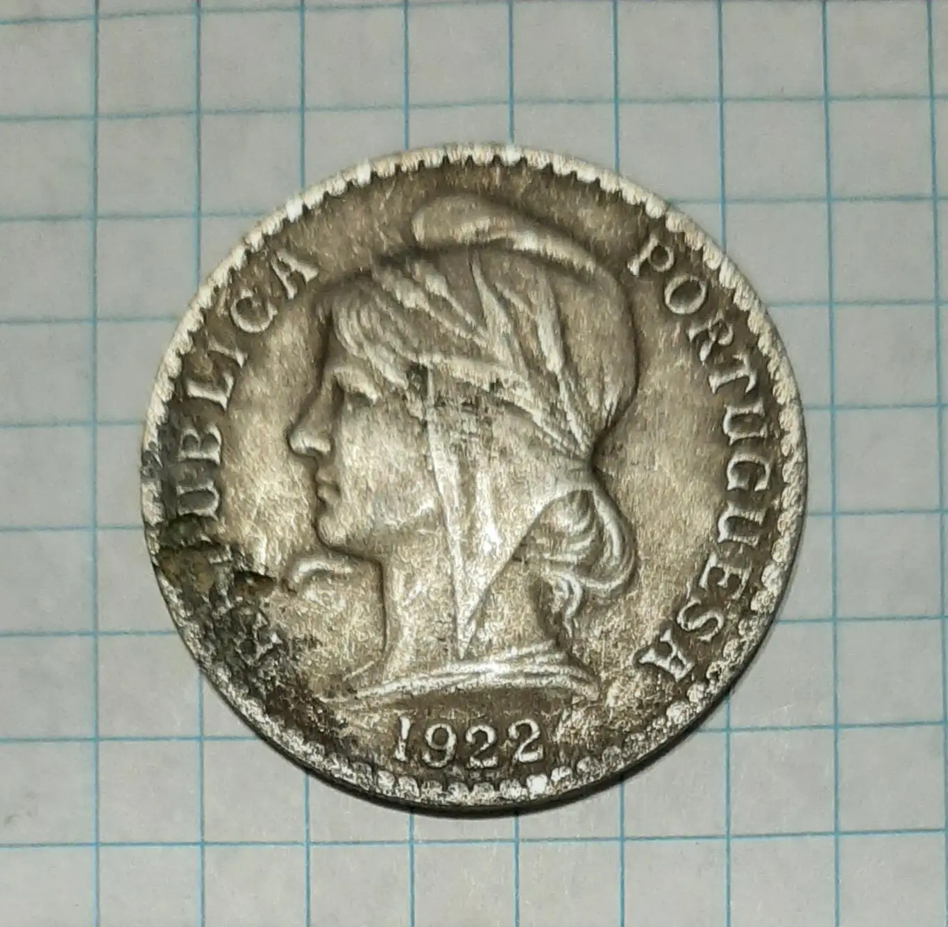 Монета 50 сентаво 1922 Ангола