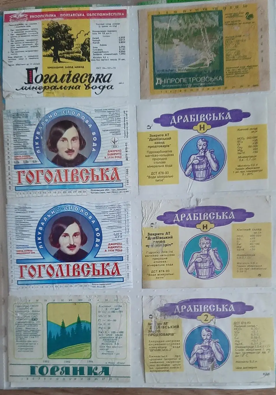 Колекція етикеток від мінеральної води 1760 шт.(Ем.-0,33;0,5;0,75)