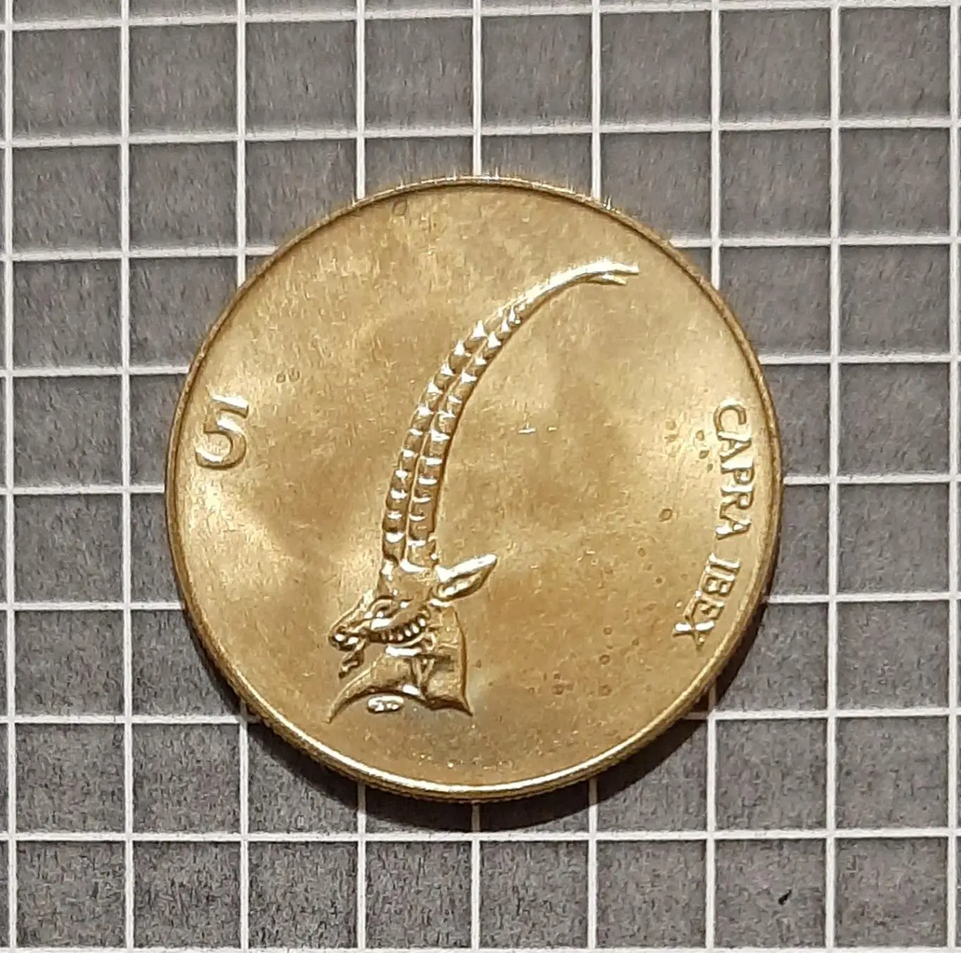 Монета 5 толарів Словенія 1994 фауна козел альпійський 1