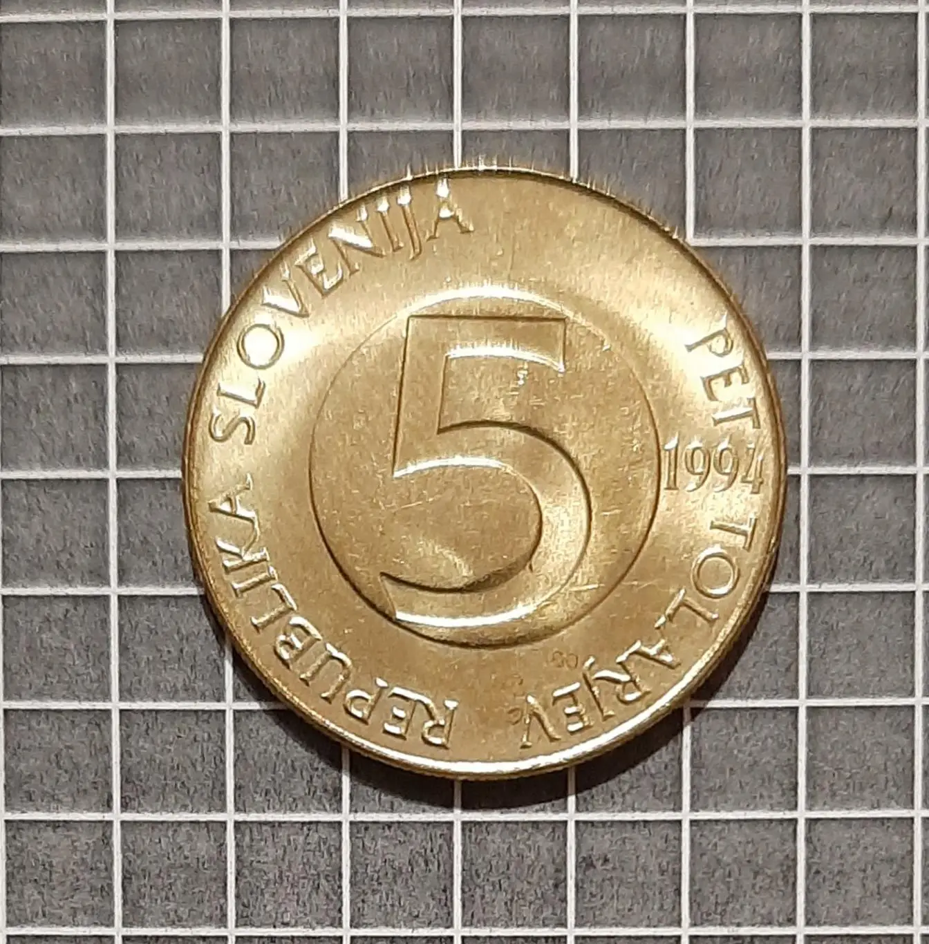 Монета 5 толарів Словенія 1994 фауна козел альпійський