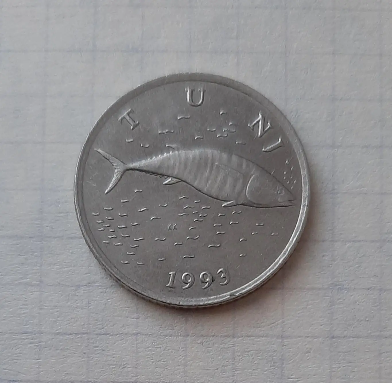 Монета 2 куни 1993 Хорватія тунець 1