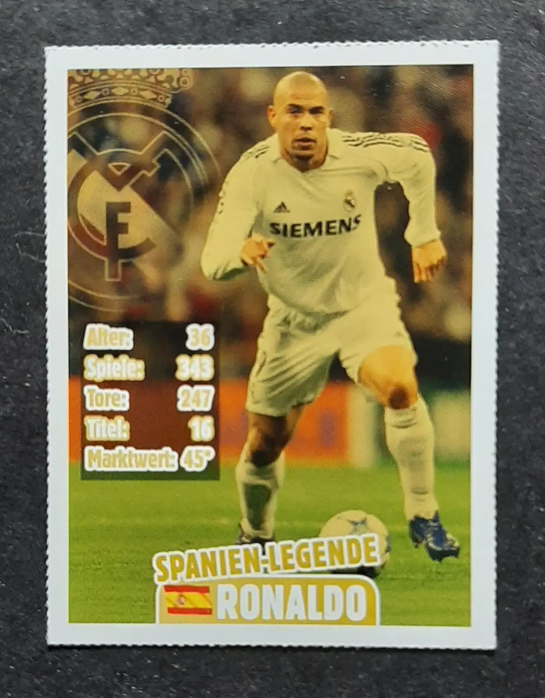 Картка Ronaldo Роналдо Реал Мадрид з журналу Bravo Sport