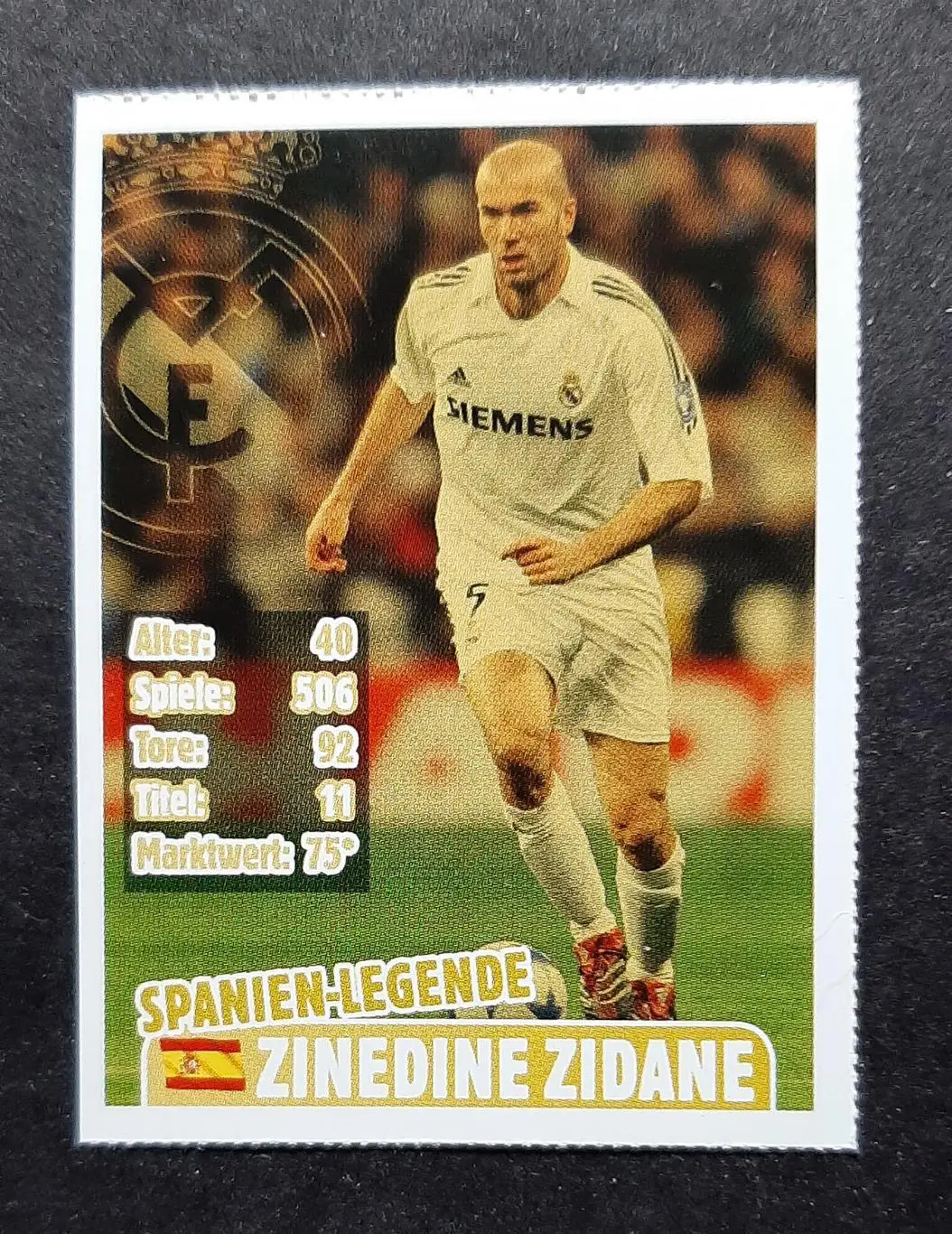 Картка Zinedine Zidane Зінедін Зідан Реал Мадрид з журналу Bravo Sport