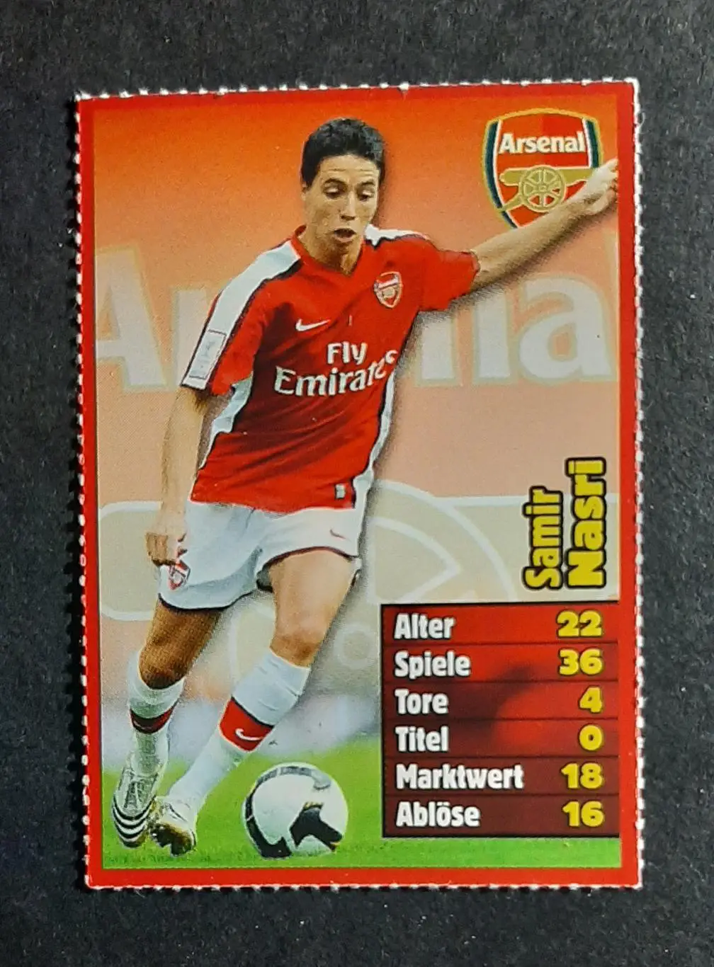 Картка Samir Nasri / Самір Насрі Арсенал з журналу Bravo Sport 2010