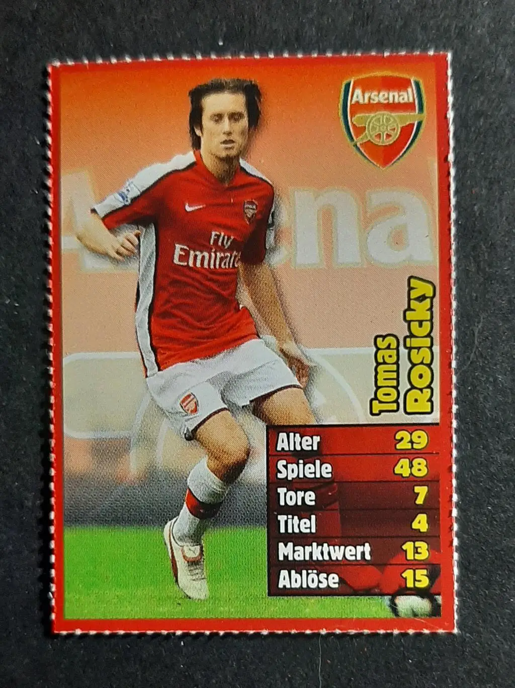 Картка Tomas Rosicky Арсенал з журналу Bravo Sport 2010