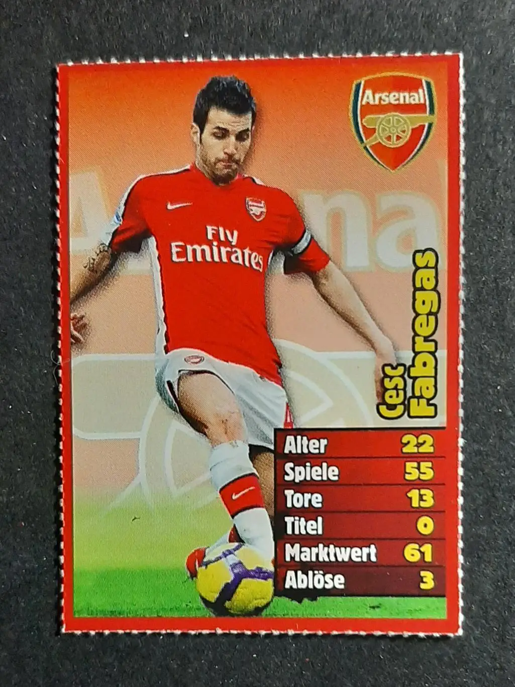 Картка Cesc Fabregas / Сеск Фабрегас Арсенал з журналу Bravo Sport 2010