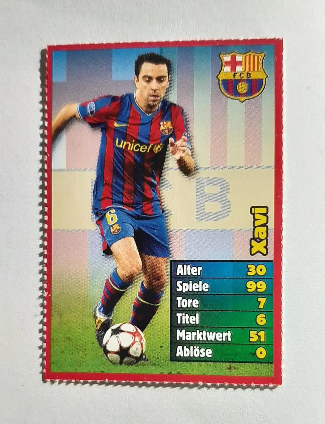 Картка Xavi / Хаві Барселона з журналу Bravo Sport 2010