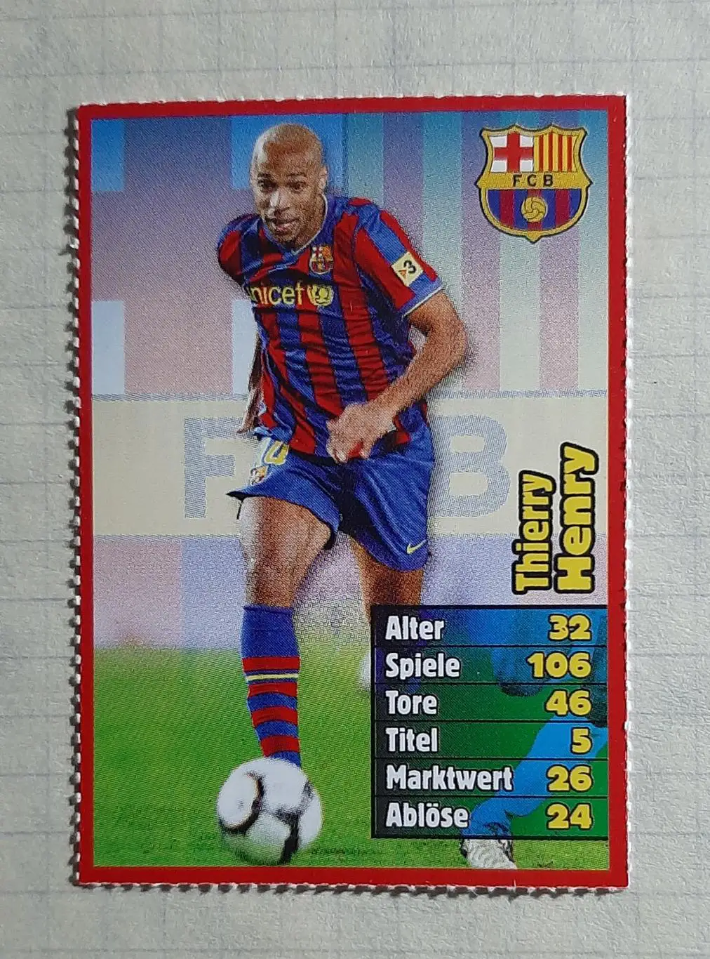 Картка Thierry Henry / Тьєррі Анрі Барселона з журналу Bravo Sport 2010