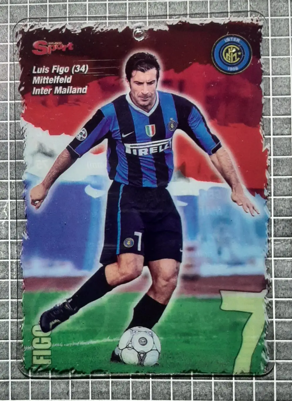 Картка Луїш Фігу Інтер Італія з журналу Bravo Sport