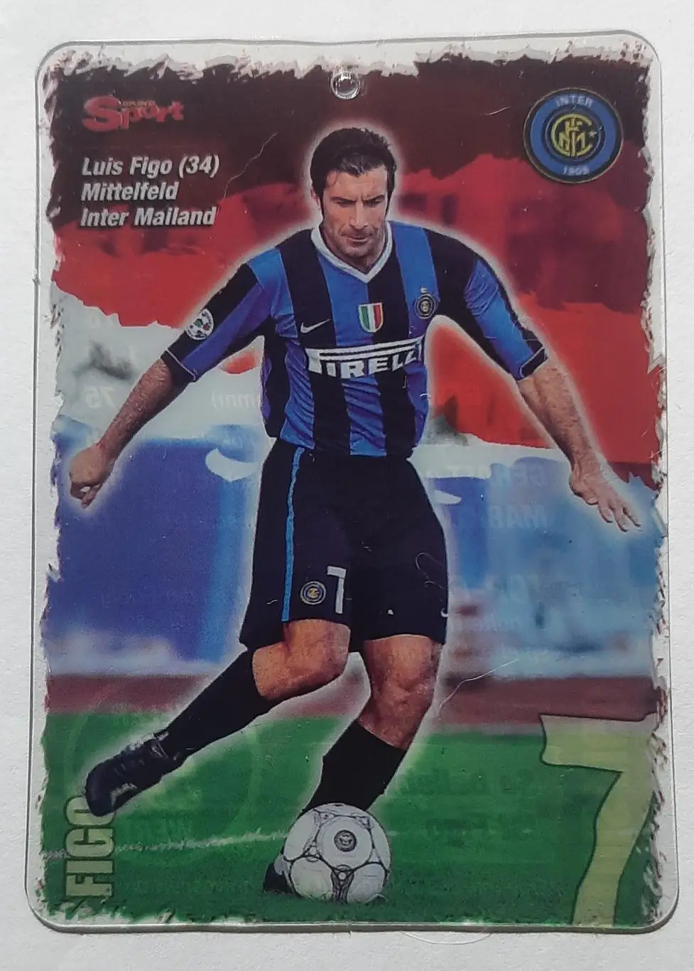 Картка Луїш Фігу Інтер Італія з журналу Bravo Sport 2