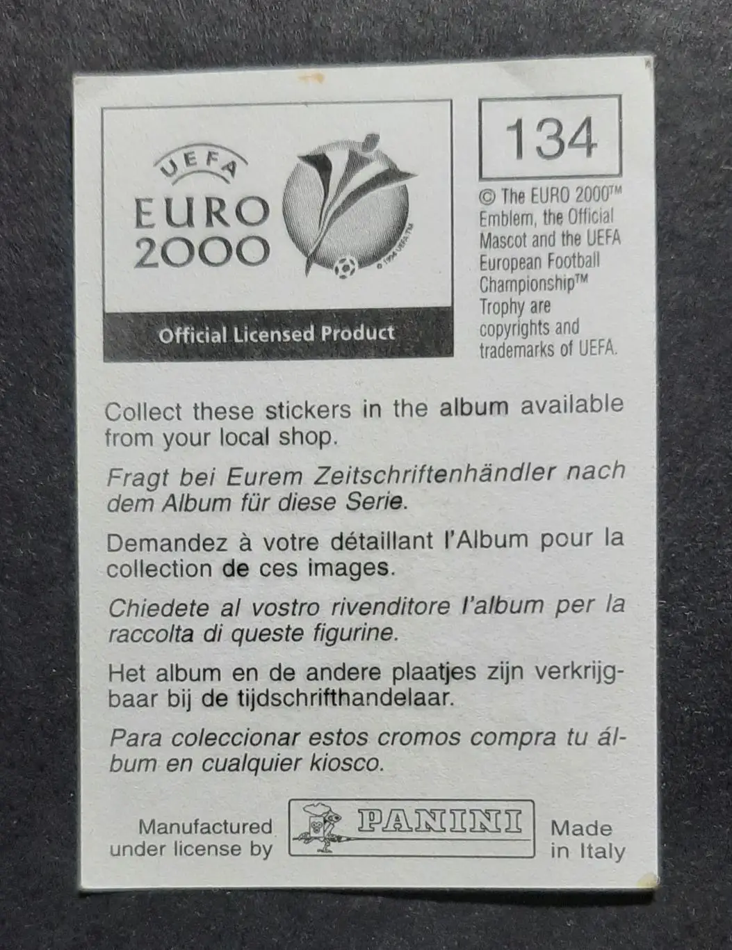Наклейка Panini EURO 2000 Magnus Svensson/ Магнус Свенссон #134 Щвеція 1