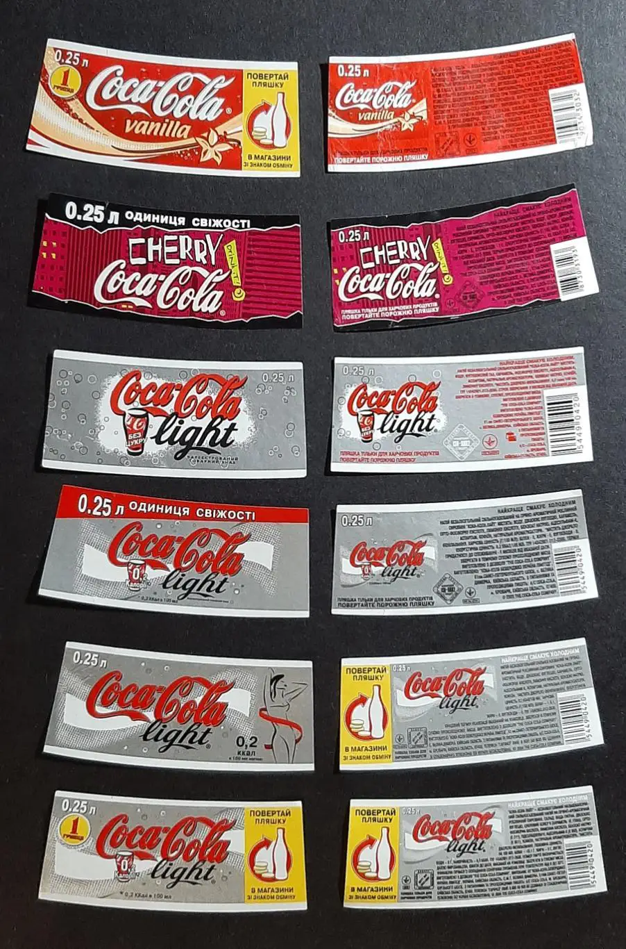 Етикетки Coca - Cola Україна 18 шт.Ем.- 0,25л. 2