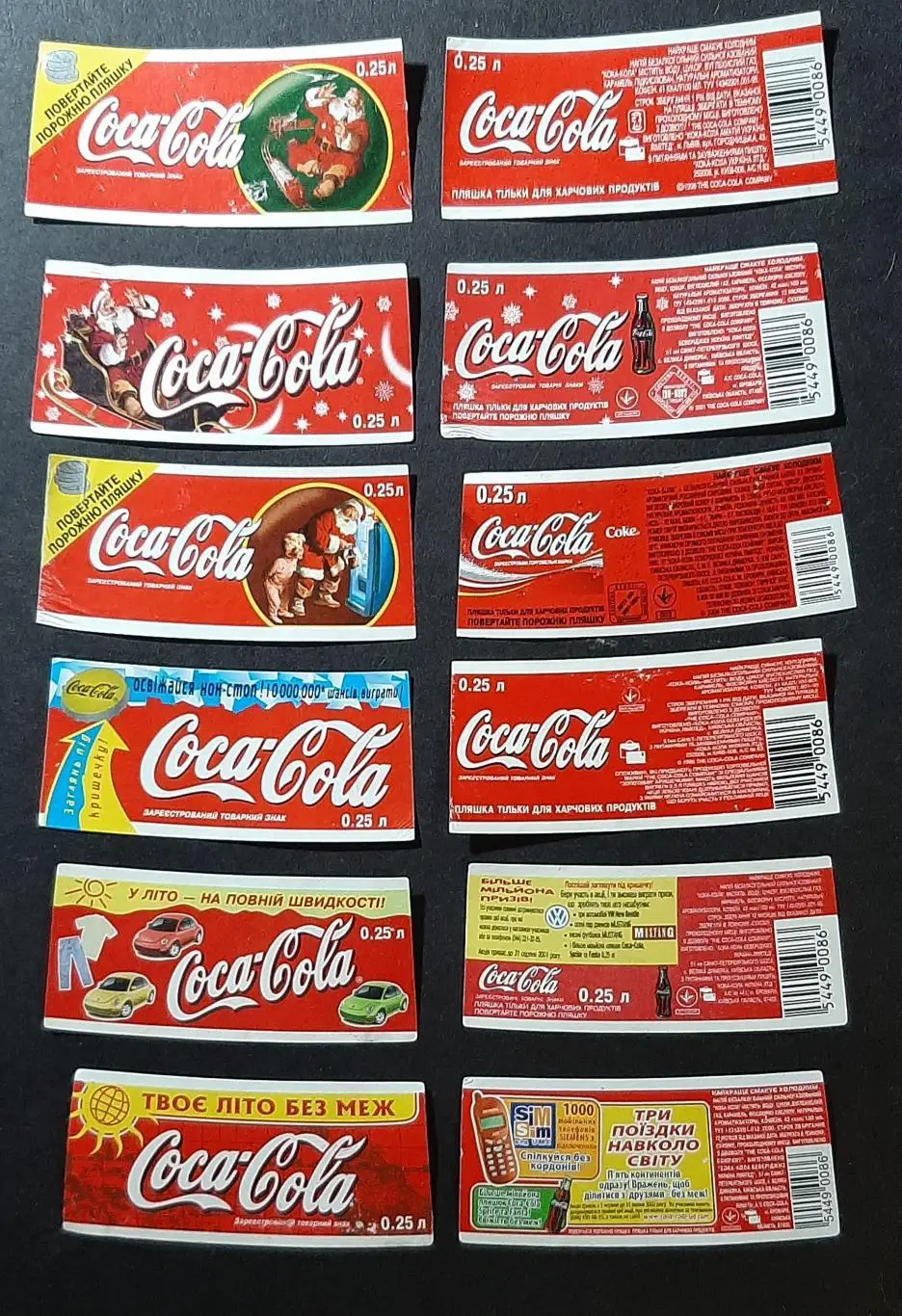 Етикетки Coca - Cola Україна 18 шт.Ем.- 0,25л. 1