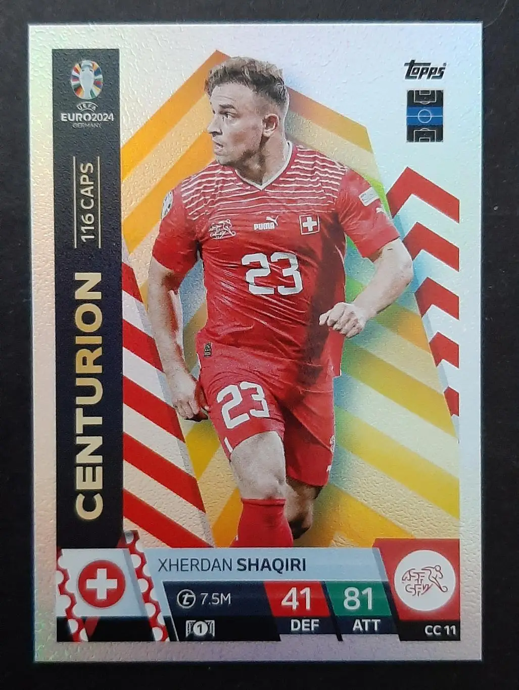 Картка Topps Xherdan Shaqiri / Джердан Шачірі Швейцарія EURO ЄВРО 2024