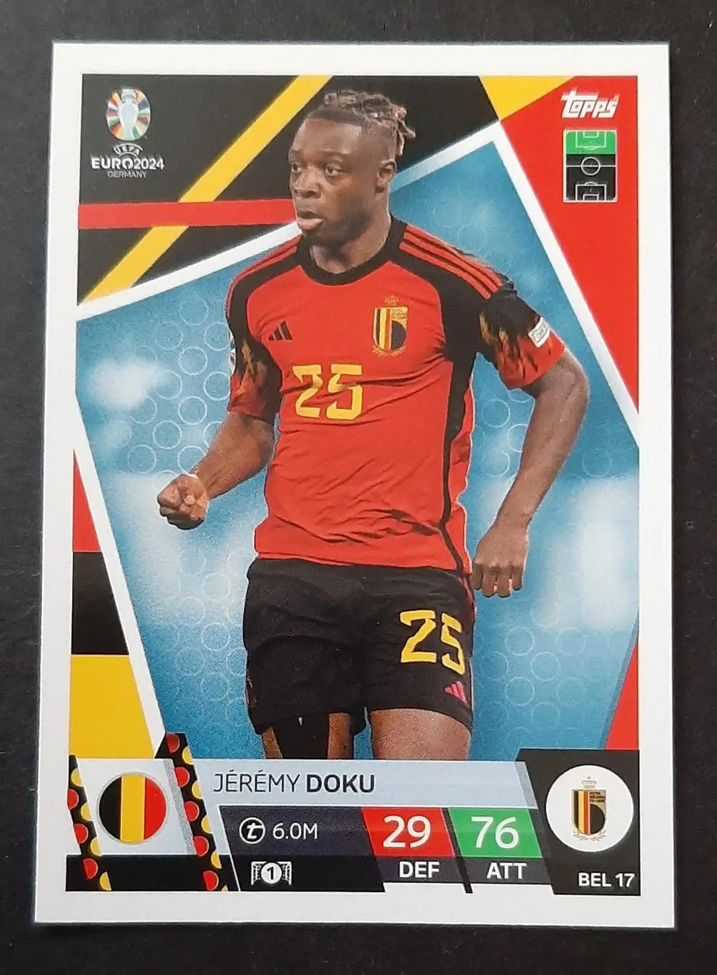 Картка Topps Jeremy Doku / Жеремі Доку Бельгія EURO ЄВРО 2024