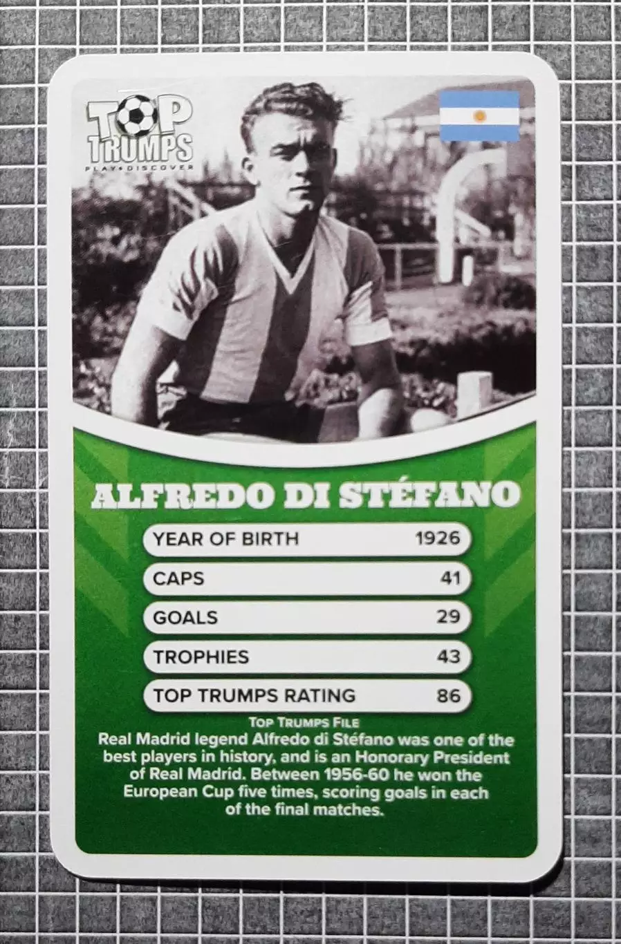 Картка Top Trumps Alfredo Di Stefano Альфредо Ді Стефано Legends of football 2
