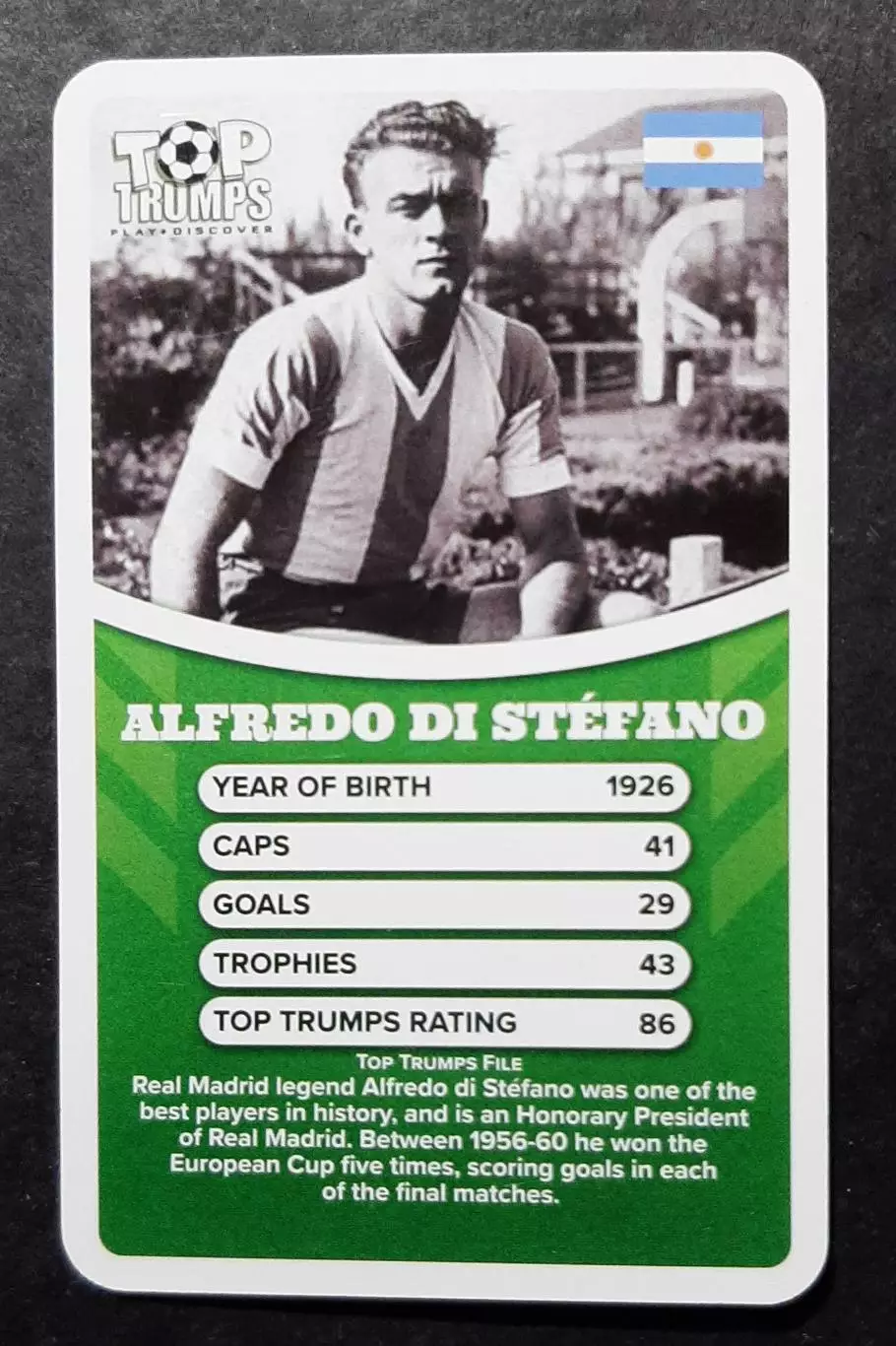 Картка Top Trumps Alfredo Di Stefano Альфредо Ді Стефано Legends of football