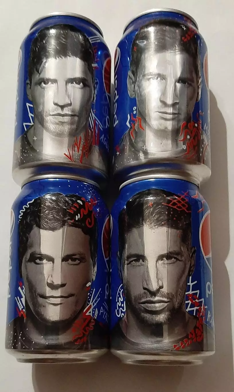 Баночки Pepsi футбол Агуеро,Мессі,Пятов,Рамос 4 шт.Ем.-0 33л.
