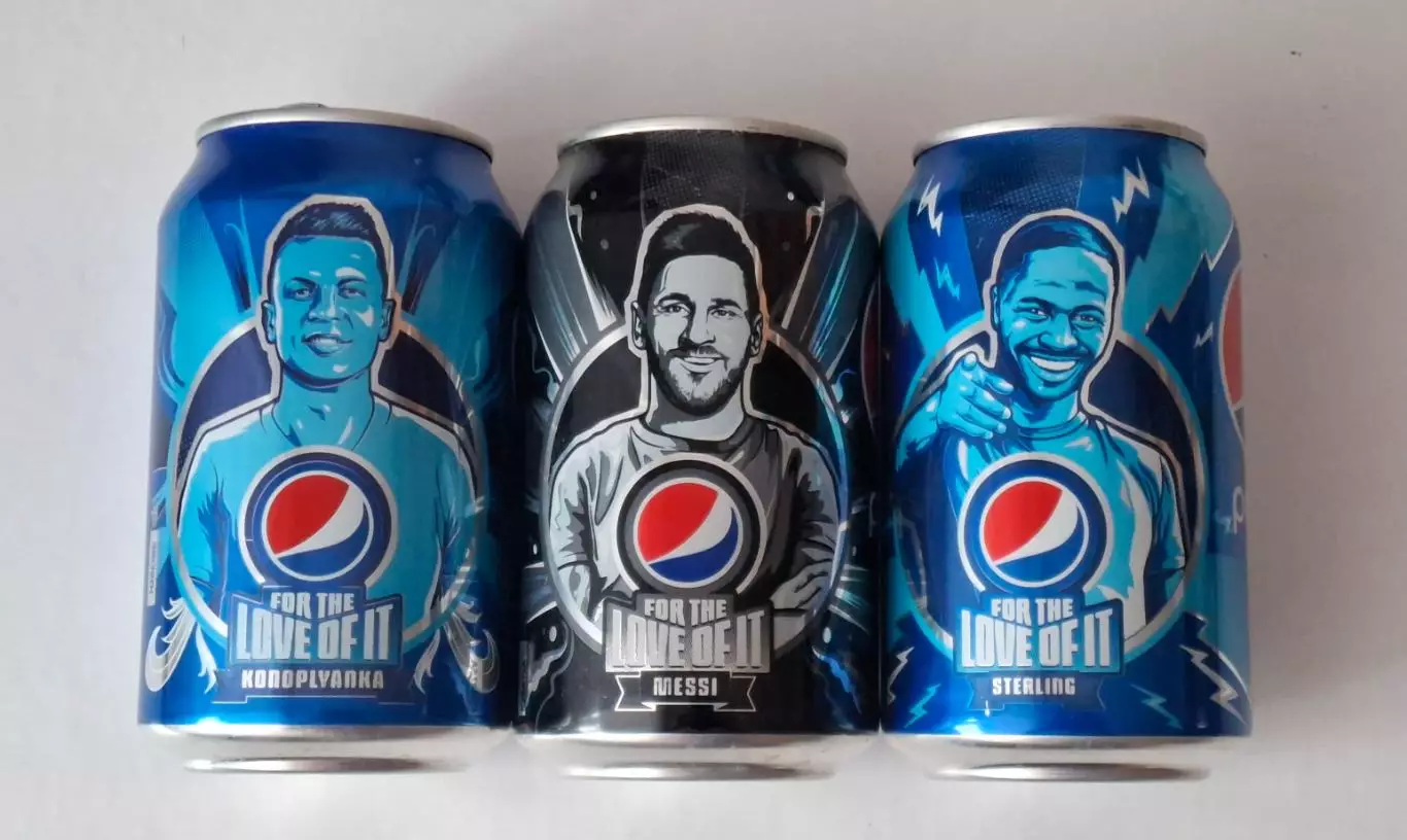 Баночки Pepsi футбол Коноплянка,Мессі,Стерлінг 3 шт. Ем.- 0,33л.