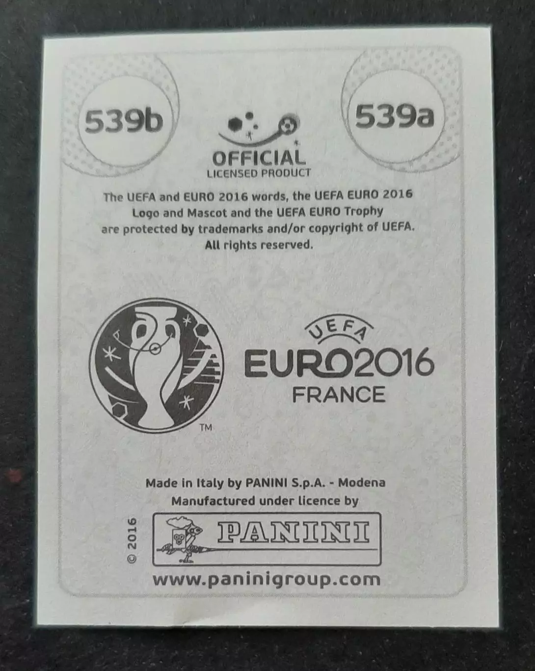 Наклейка Panini John O'Shea / Richard Keogh 539 a,b EURO 2016 1