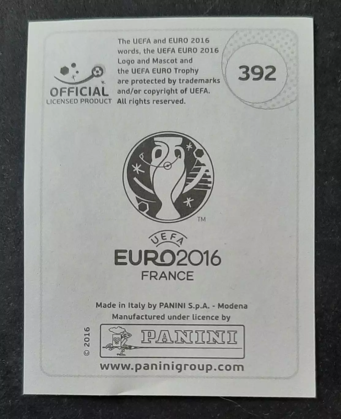 Наклейка Panini Tomas Sivok #392 EURO 2016 1