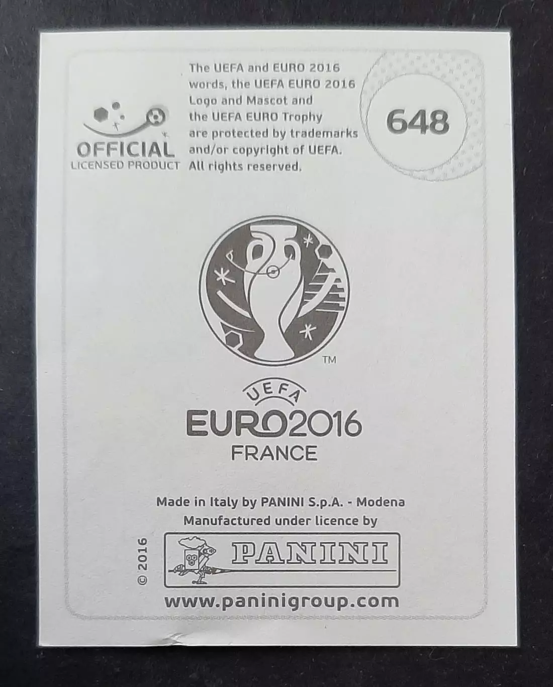 Наклейка Panini Marc Janko #648 EURO 2016 1