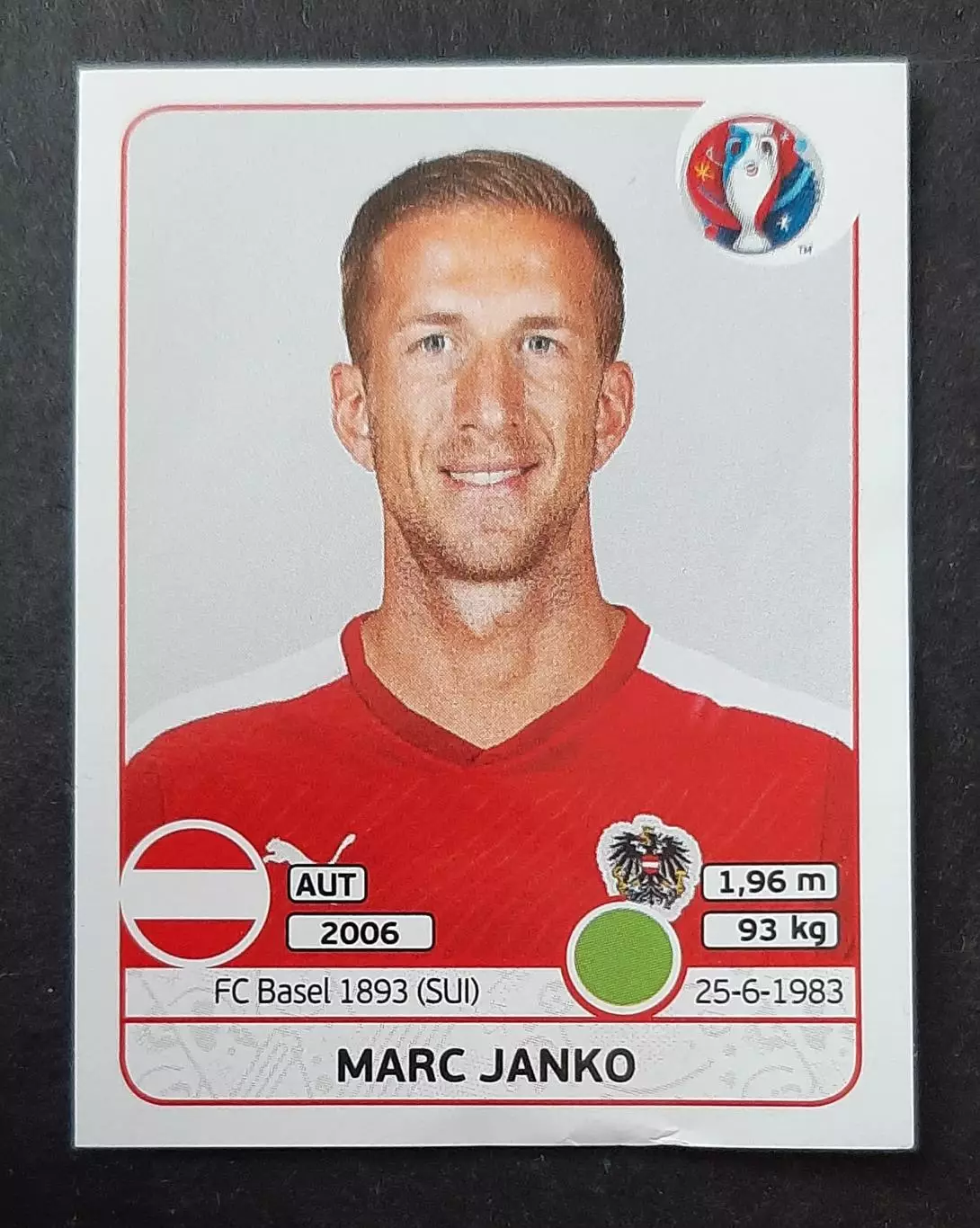 Наклейка Panini Marc Janko #648 EURO 2016