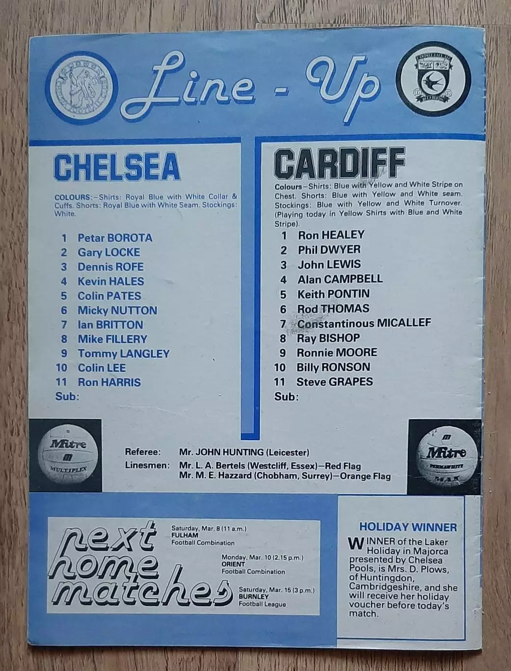 Chelsea /Челсі - Cardiff City/ Кардіфф Сіті 01.03.1980 Division 2. 6