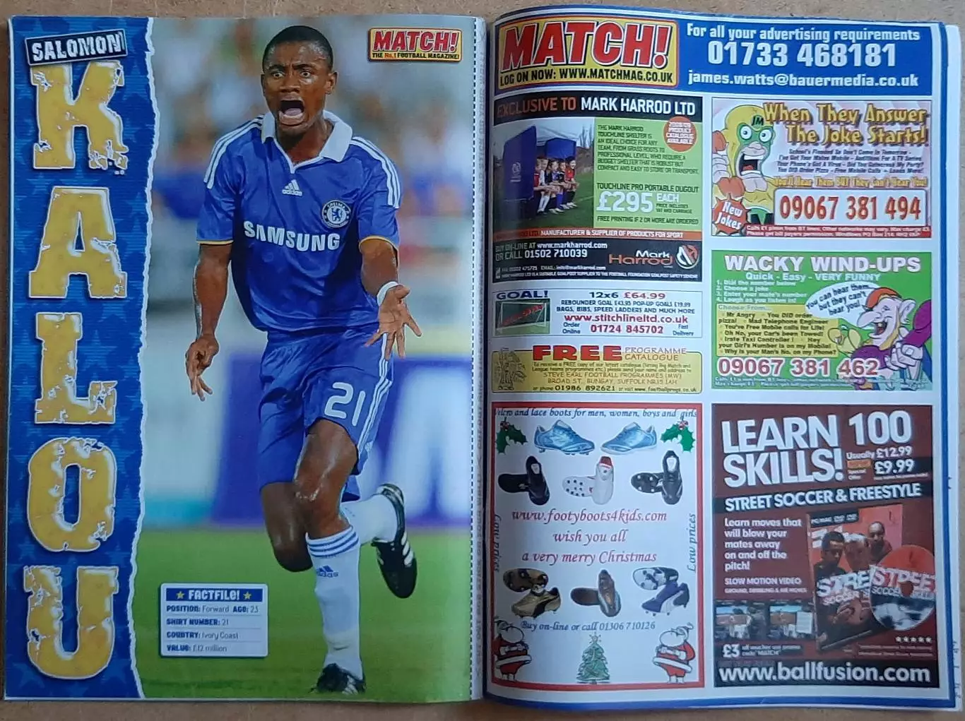 Журнал Match! 2008 Англія постери Carrick,Belhadj,Jones,Warnock,Liverpool,Kalou 7