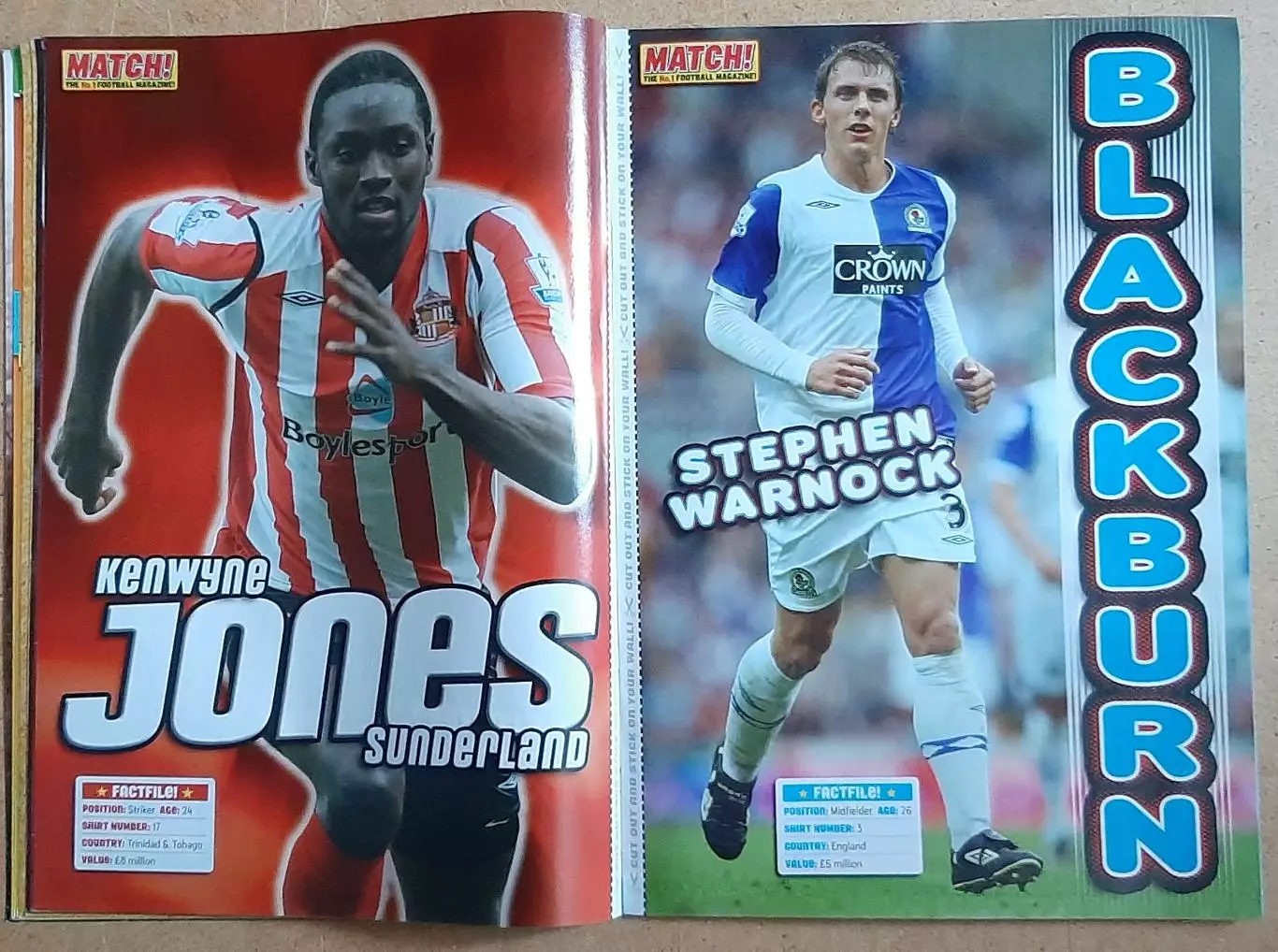 Журнал Match! 2008 Англія постери Carrick,Belhadj,Jones,Warnock,Liverpool,Kalou 3