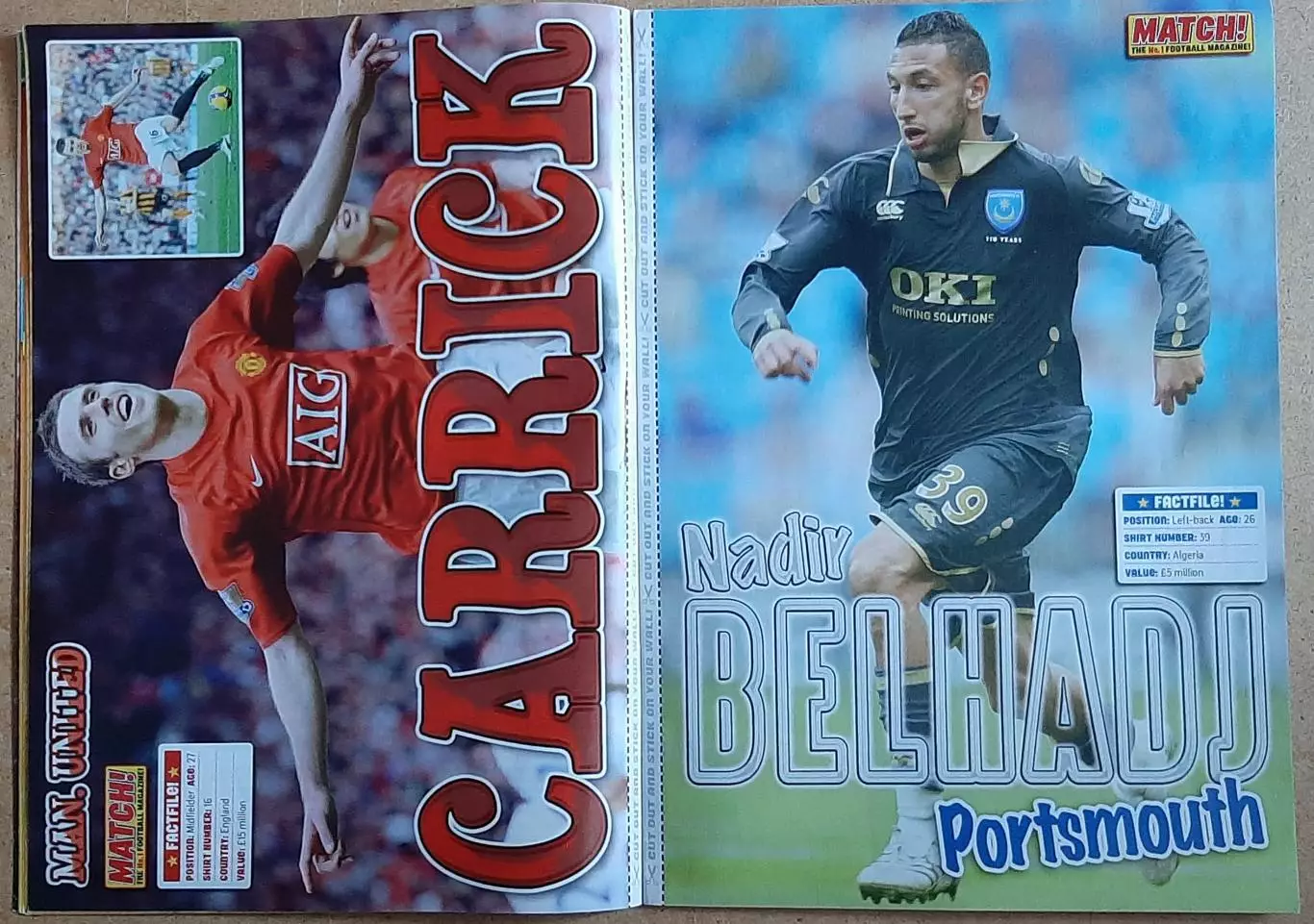 Журнал Match! 2008 Англія постери Carrick,Belhadj,Jones,Warnock,Liverpool,Kalou 2