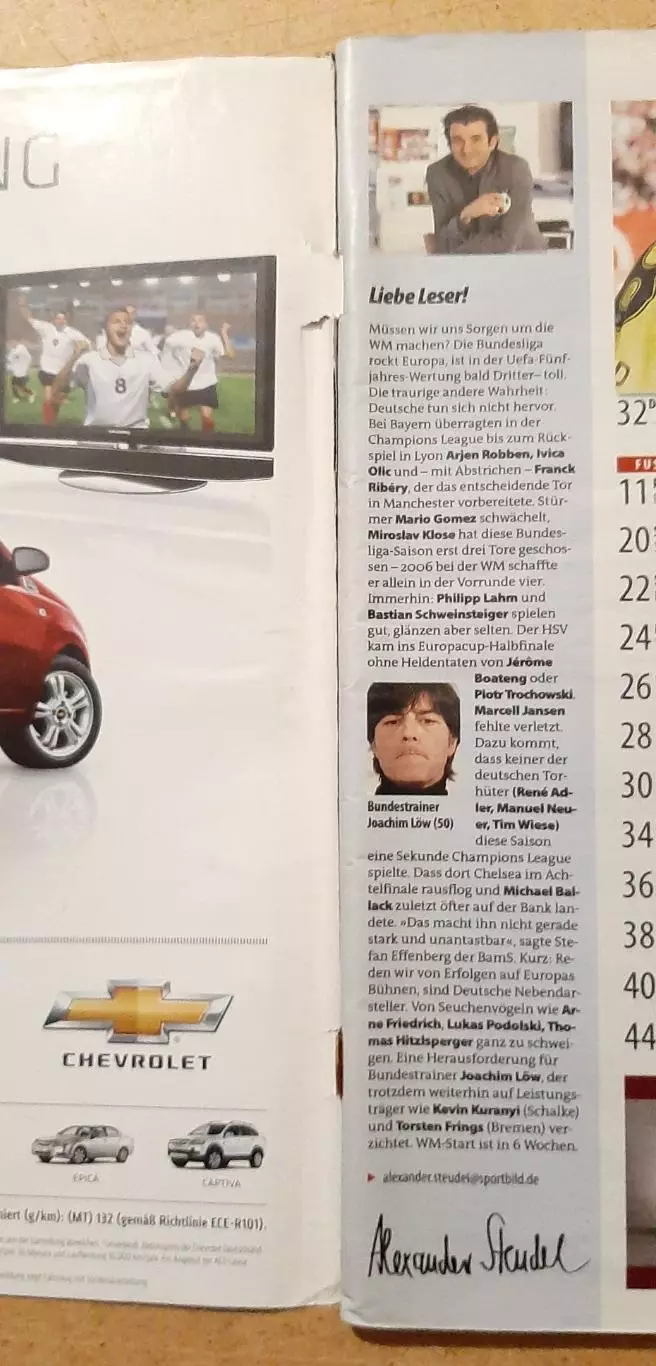 Журнал Sport Bild 2010 всередені журнал Panini до ЧС - 2010 1