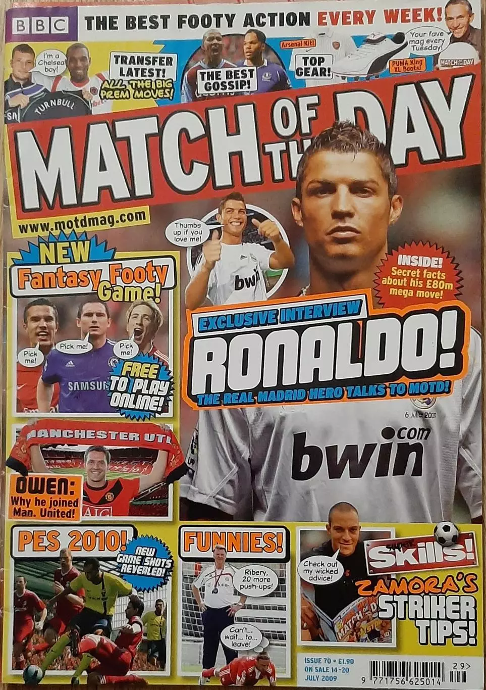 Журнал Match of the day 2009 постер Торрес 58?40 см.Постери Роналду,Лампард,Руні