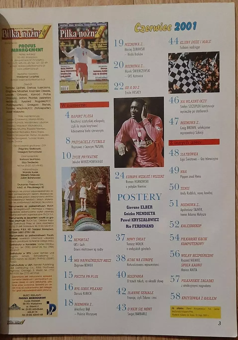 Журнал Pilka Nozna plus 2001 постер двосторонній Мендьєта / Елбер формат А2 1