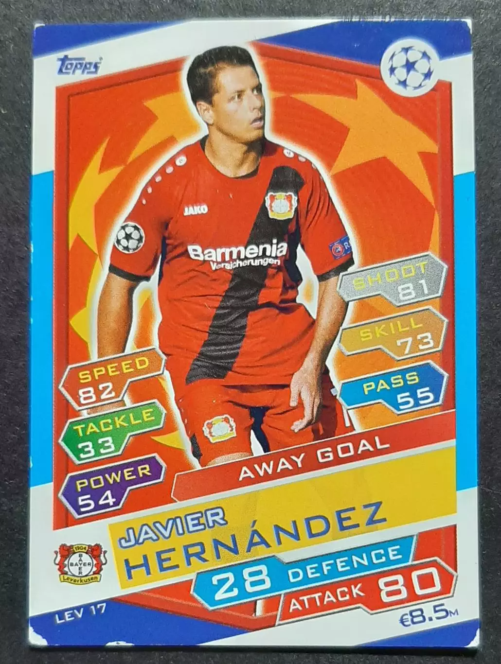 Картка Topps Javier Hernandez/ Хав'єр Ернандес Баєр Леверкузен 2016/17