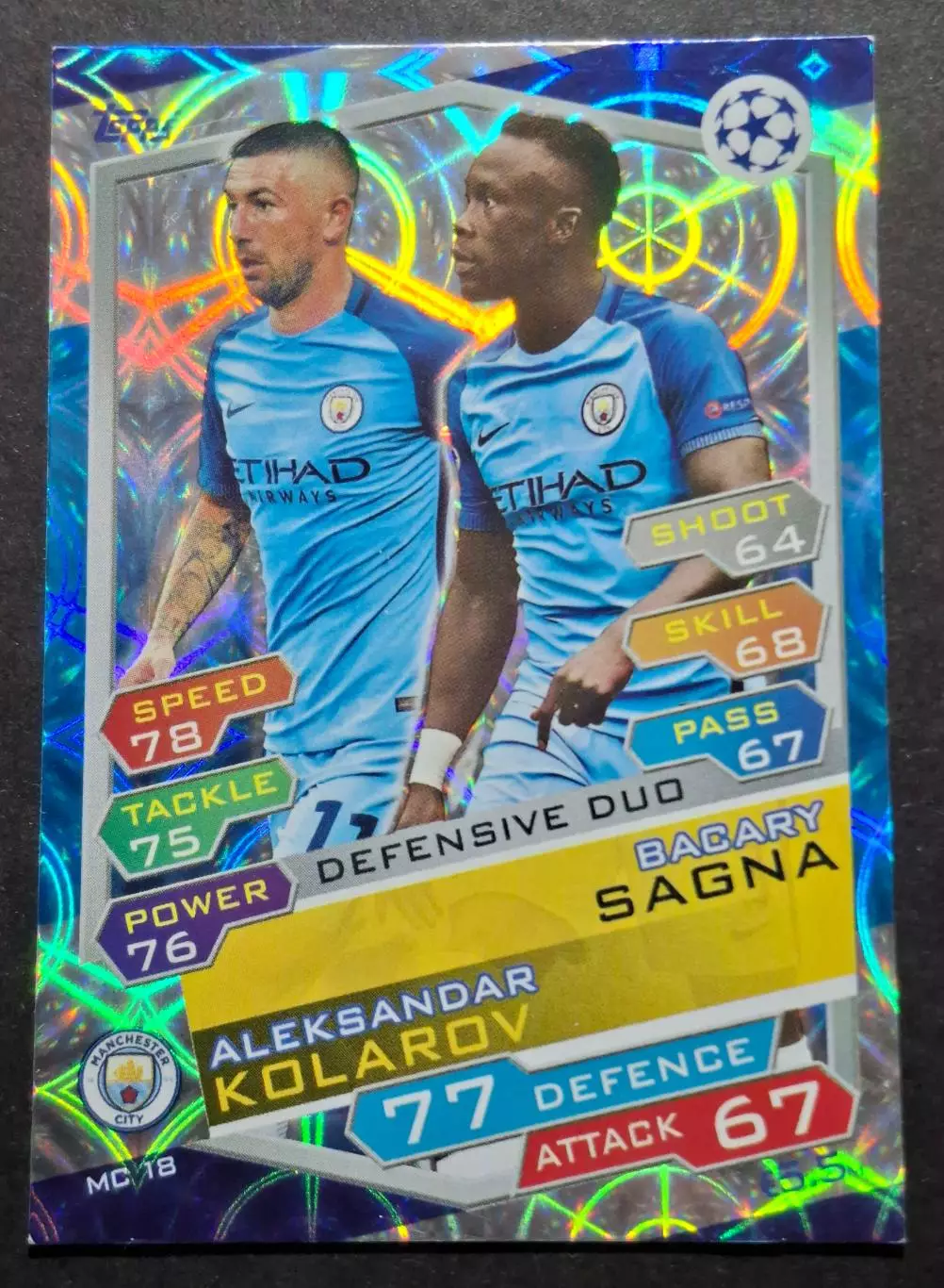 Картка Topps Kolаrov,Sagna/ Коларов,Санья Манчестер Сіті 2016/17